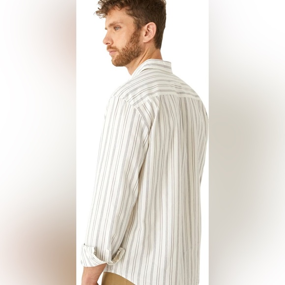 NWT FRANK AND OAK  Kapok Button-up Striped Poplin Shirt - *still in package* NEW - Picture 4 of 7